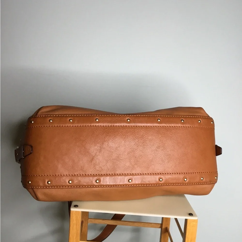 Michael Kors Brown and Gold Leather Satchel with Elegant Design